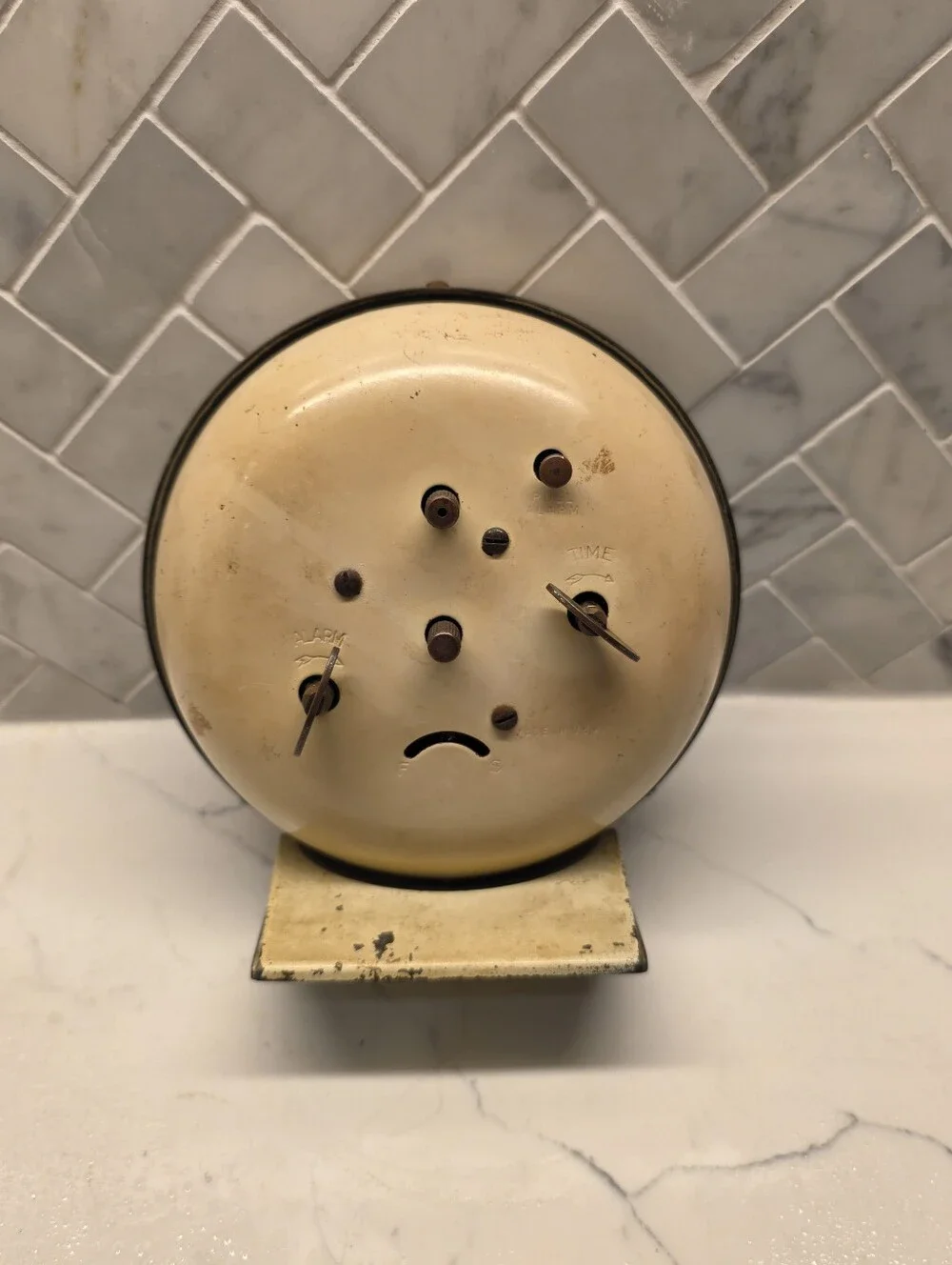 Vintage Mid-Century Westclox Big Ben Chime Alarm Clock Style 7 - Ivory Case